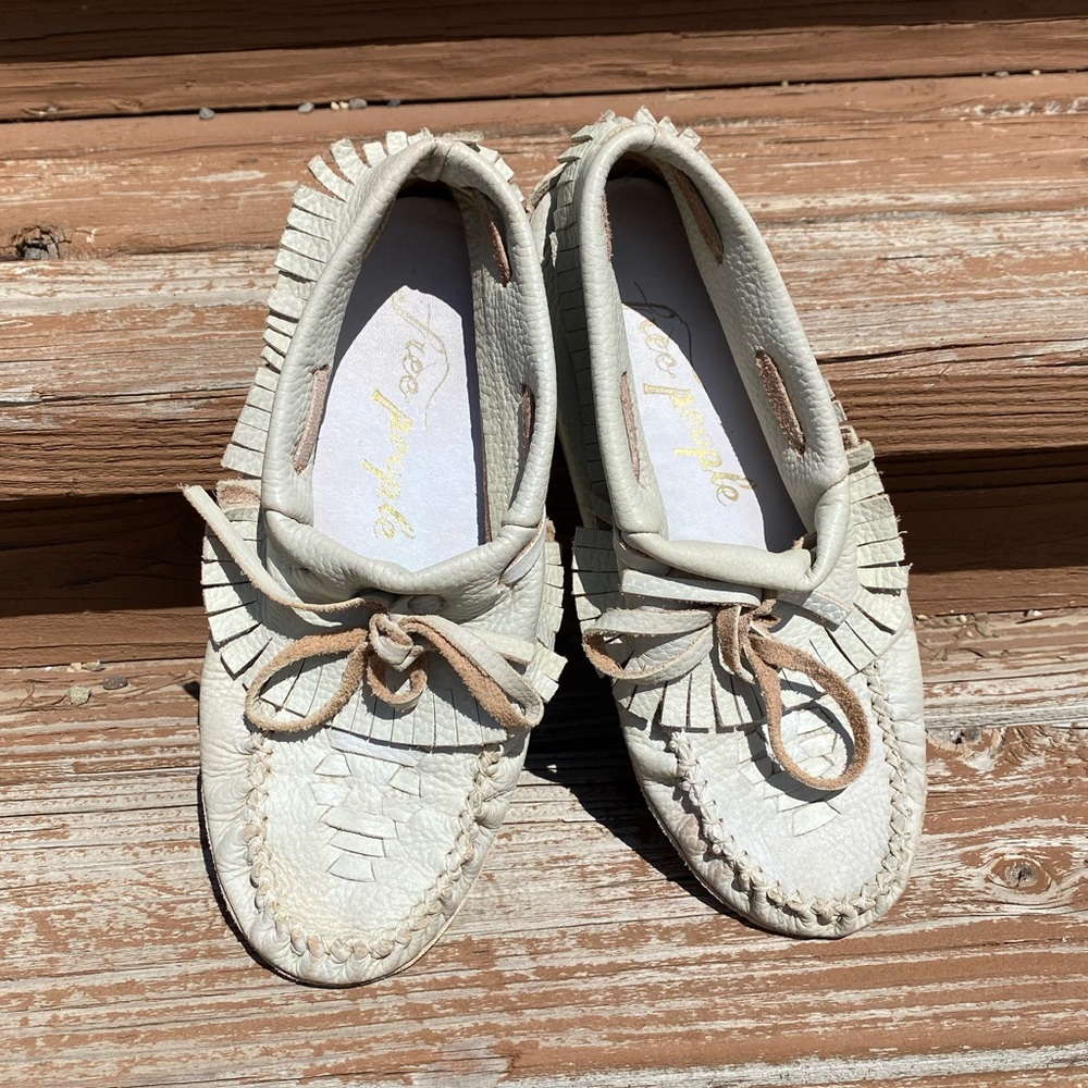 Free People Fringed Leather Moccasins